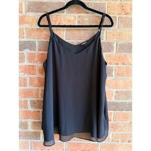 Torrid Sophie Women's Black V-Neck Chiffon Double Layer Cami Tank Tops Size 3